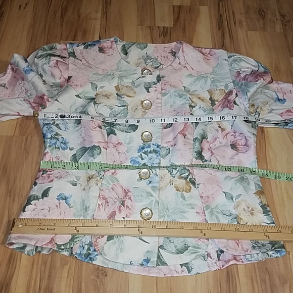 Vintage 80s 90s Floral Scalloped Blazer - Picture 11 of 11